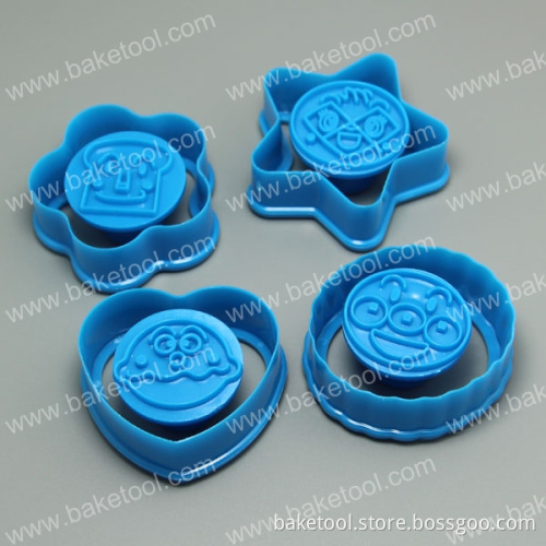 Plastic 4pcs Funny Cake Fondant Stamps for Cake Decoration